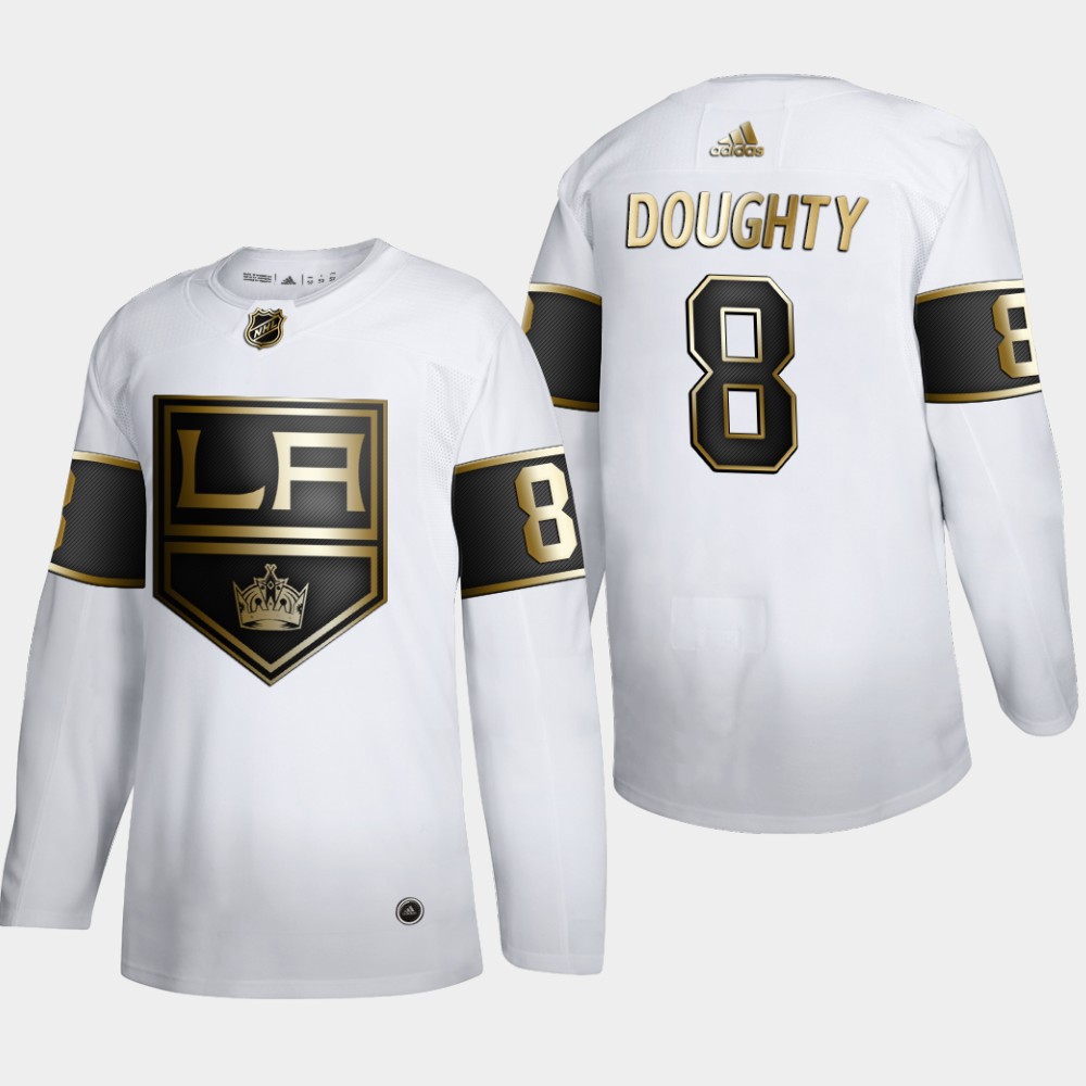 Los Angeles Kings 8 Drew Doughty Men Adidas White Golden Edition Limited Stitched NHL Jersey